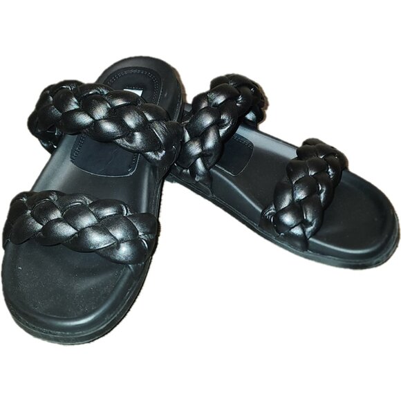 STEVE MADDEN Women's Hilary Braided Sandals Black 7M - Picture 2 of 9